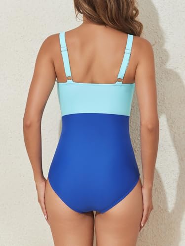 Image of Smismivo Tummy Control Swimsuits for Women Slimming One Piece Bathing Suit Retro Ruched Push Up Vintage Padded Swimwear