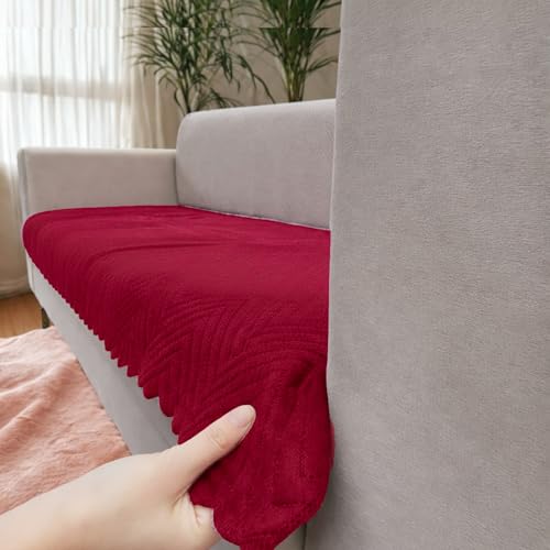 Image of Homerz Premium Velvet Sofa Cover Panel | Soft & Velvety Fabric | Rich Vibrant Colours | Sofa Protector for Living Room (Maroon, 3 Seater, Seat Cover with Backrest)