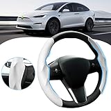 Canvcle Compatible with Carbon Fiber Steering Wheel Cover Tesla Model 3 2017-2023 /Model Y 2020-2023
