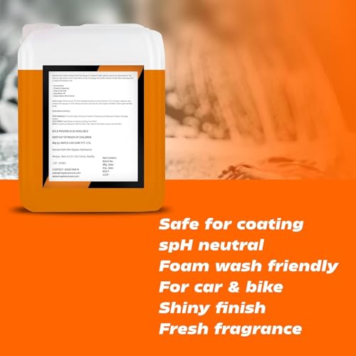 Image of Maple Car Care Bucket Foam Wash Shampoo for Car 20L (5 x 4L Packs) | High Foaming, pH Neutral Car Shampoo| Ceramic Coating Safe Car Wash Shampoo | Deep Clean, Shine & Dirt Removal