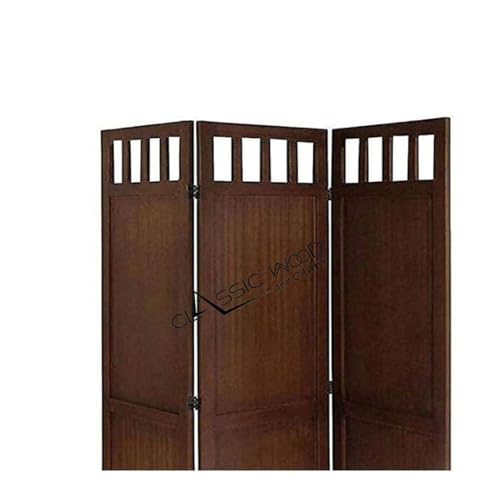 Image of Classic Wood and Craft Wooden Room Divider Partition for Living Room, Privacy Partition, Partition Wall, Divider for Makeup Studio /Office (5 Panels - Plain Design)