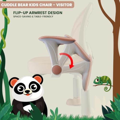 Image of Make My Chairs Cuddle Bear Height Adjustable 4 Legs Kids Study Table Chair | Chair for Kid | Cushion Seat & Flip Down Armrest | Gift Chairs for 3 to 10 Years Kids (Pink)