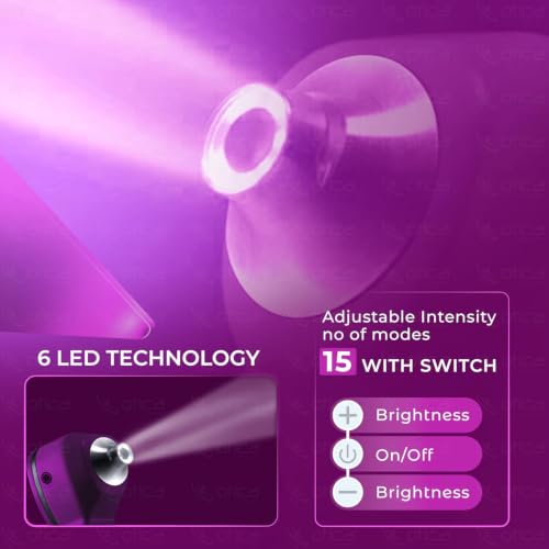 Image of OTICA 3.7V Professional Diagnostic Pocket LED Otoscope | Rechargeable In-Built 3500mAh Battery | Type-C Charging | Adjustable Intensity | 10 Disposable Specula + Spare Glass | 11707 - Purple