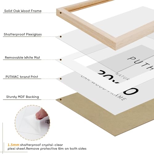 puthiac 20x20 Oak Wood Picture Frames -20"x20" Poster Frames for Wall, 20x20 Picture Frames for Wall, 20 x 20 Picture Frame, 20 x 20 Frame(1 Pack, Beige)