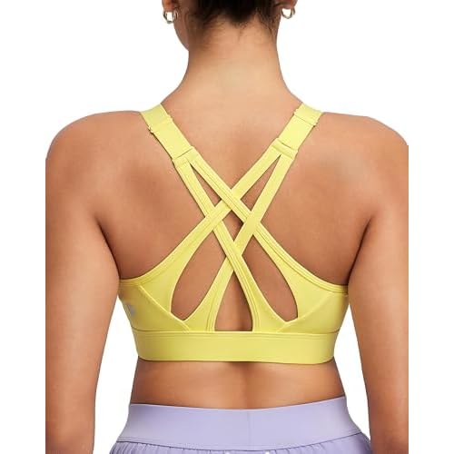 RUNNING GIRL Sports Bras for Women High Support, Adjustable Straps High Impact Sports Bras with Sewn in Pads Workout Running Bra(3181 Bright Yellow M)