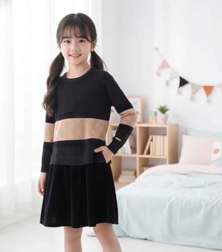 Image of Bold N Elegant Girls Winter Woolen Sweater Dress with Ruffles & Bow | Full Sleeve Woolen Warm Dress for Infant Toddler Baby Girls