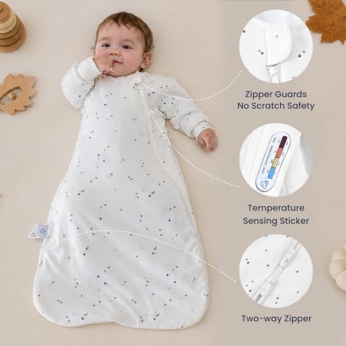 Image of Unisex Sleeping Bag for Babies and Toddlers 1.0 Tog Sleep Sack 0-6 Months, Newborn Sleep Sack, Wearable Blanket Baby, One Piece Long Sleeves, Gifts for Baby