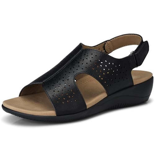 SHIBEVER Women's Flat Sandals Comfortable Dressy Arch Support Orthopedic Open Toe Summer Walking Women Sandals4
