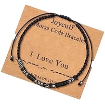 Inspirational Morse Code Bracelets for Women Men Mothers Day Birthday Gifts Mom Mother Father Daughter Aunt Grandmother Jewelry Cord Wrap Bracelet with Black Hematite Beads