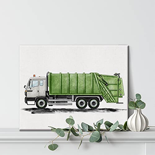 Nvhai Garbage Truck Canvas Wall Art Watercolor Transportation Vehicles Garbage Truck Canvas Painting Prints For Home Boys Bedroom Nursery Wall Decor Framed Artwork Gifts thumb #5