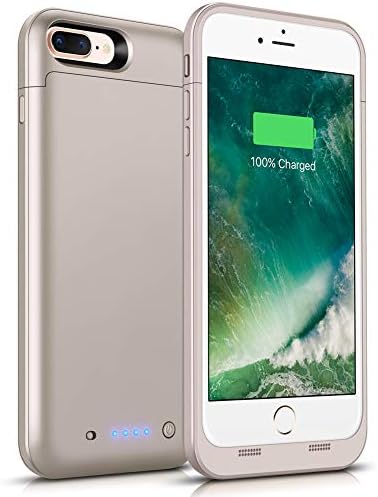 iPhone 8 Plus / 7 Plus Battery Case 7000mAh, Gasopic Extended Rechargeable Charger Case External Battery Pack Portable Power Bank Protective Charging Case for iPhone 7 Plus, 8 Plus (5.5inch)-Gold