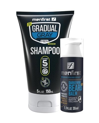 MENFIRST Gray Hair Darkening Shampoo + Darkening Beard Balm for Men with Sensitive Skin - Hypoallergenic & Harsh Chemical Free, with Keratin Collagen image 2