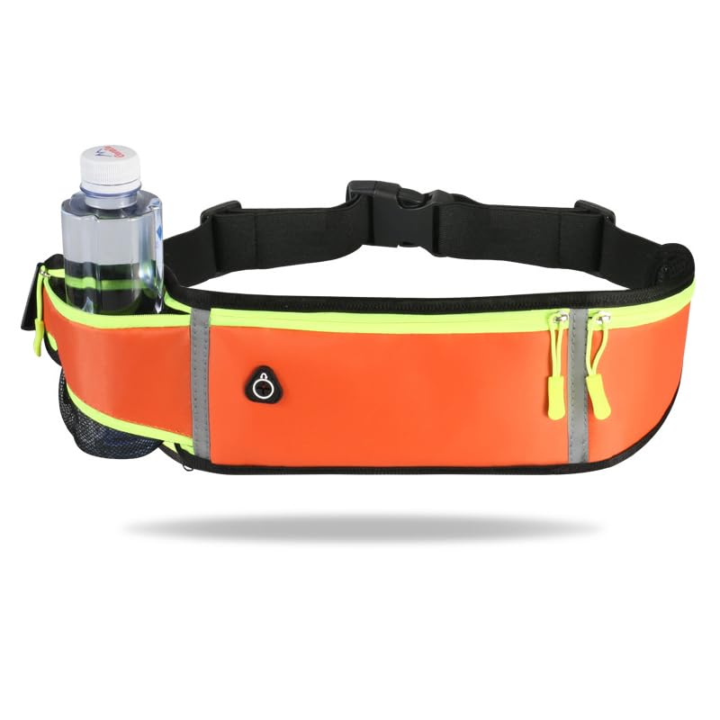 Ceinture De Course Homme et Femme, Sac Banane de Sport, Sac Banane réglable avec Porte Bouteille et Prise Casque, Ceinture de Course Smartphone, pour Gym,...