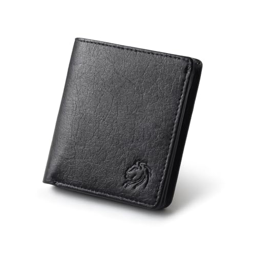 Image of VEMILIO Vegan Leather Wallet for Men & Women | 6 Card Slots | ID Window | Coin Pocket | 2 Hidden & 2 Currency Compartments | Durable Slim Bifold Purse (Black)