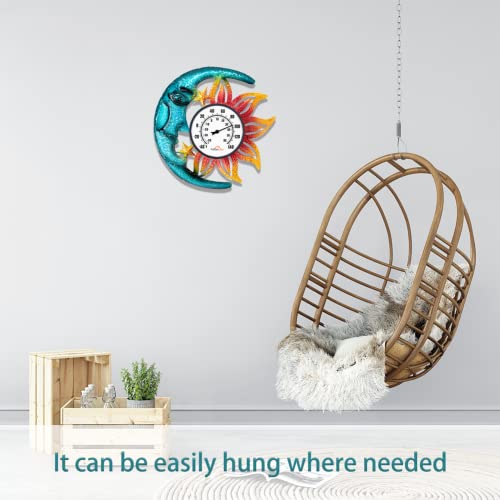 Hobyluby Indoor Outdoor Thermometer And Clock For Patio, Waterproof Wall-Mounted Thermometer And Clock Silent Non-Ticking For Garden, Home Decor #TOP3