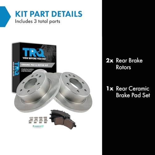 Image of TRQ Rear Brake Pad and Rotor Set Ceramic Solid Rotors Compatible with 2007-2009 Dodge Sprinter 3500 2007-2018 Freightliner 3500 2010-2018 Mercedes-Benz Sprinter 3500