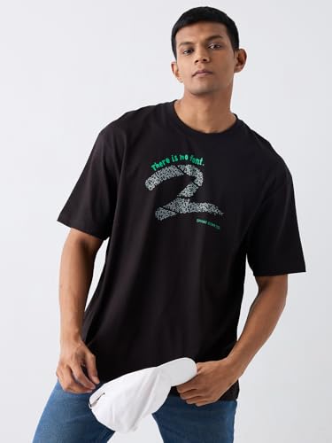 Image of Spykar Men's Oversized Round Neck Half Sleeve Solid Casual T-Shirt