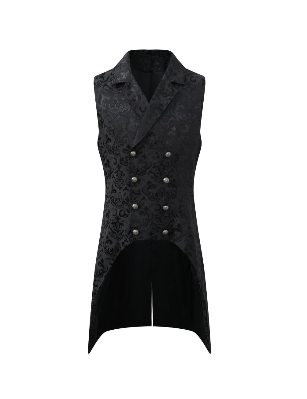 Apocrypha Mens Victorian Steampunk Gothic Long Tailcoat Vest Medieval Vampire Prince Pirate Waistcoat, Black, XXXL