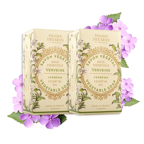 Panier des Sens - Seifenstück - Hand & Körperseife mit Verbene - Mit Olivenöl - Körperpflege für Damen und Herren - Marseille Seife - 97% Natürliche - 2x150g