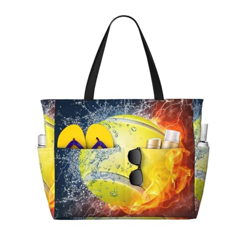 Sac fourre-tout avec poignées tennis feu eau grand sac de plage pour ne plus manquer d'espace