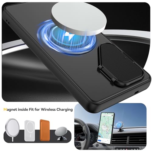 Image of Spazy Case Nothing Phone 4a Back Cover|Premium Magnetic Ring Stand Case with Camera Protection Slider|360 Rotating Kickstand|Slim & Strong Grip Phone Case in Black