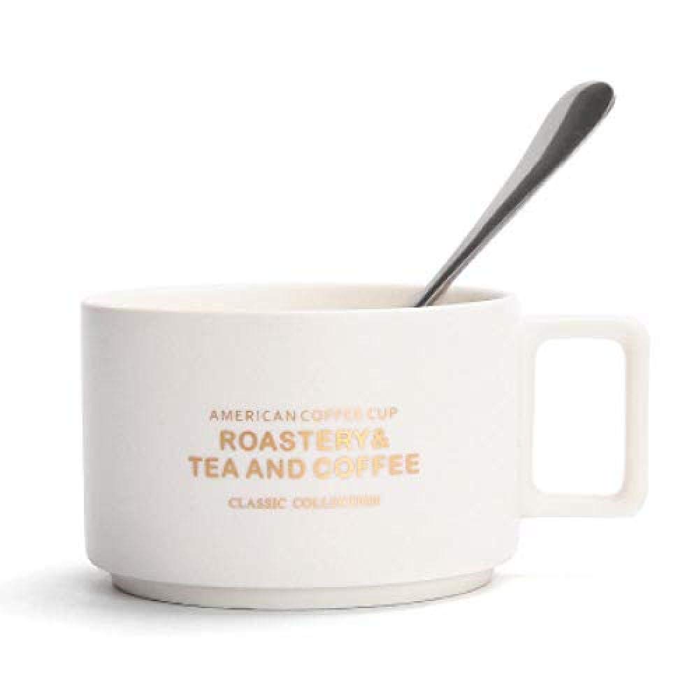 Tazas de café de Estilo Americano creativo con cuchara juego de té Continental Taza de té Simple hogar de Color Mate tazas de café de cerámica@C@F