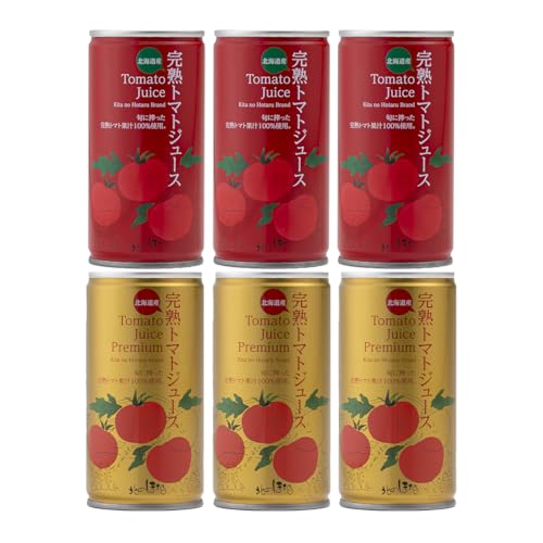 完熟トマトジュースお試しセットE(プレミアム缶3本・無塩缶3本)保存料 無添加 国産 北海道産 とまと 野菜ジュース 美容 健康 ヘルシーDo認定 ESSEふるさとグランプリ銀賞 n-0043