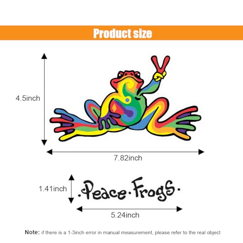 Image of smilfuy Peace Frogs Car Sticker Decal, Multi-Color Peace Frogs Car Sticker, Vinyl Decal for Car, Outdoor Rated Peace Sign Sticker, Suitable for Windows, Bumpers, Laptops or Crafts (Tie Dye Frog)