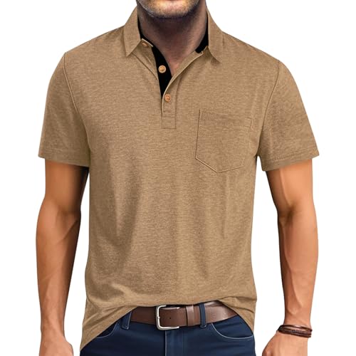 RQP Casual Polo Shirts for Men Short Sleeve Quick Dry Polo Shirts Collared T-Shirt