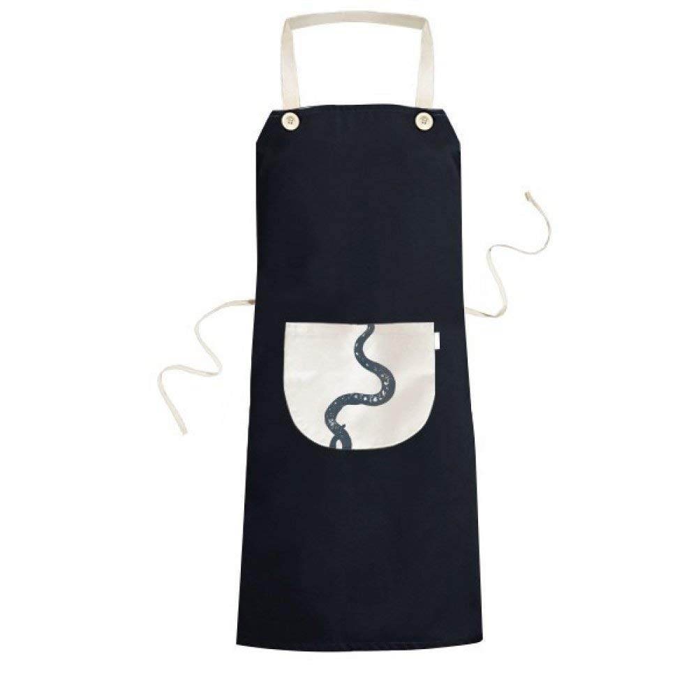 Tablier noir avec motif serpent croquis réglable et poche cuisine