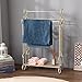Free Standing Towel Rack for Bathroom 3 Tier Metal Towel Rack Stand with Shelf Floor Towels Rack Freestanding for Bath Towels, Hand Towels, Washcloths, Modern Retro White