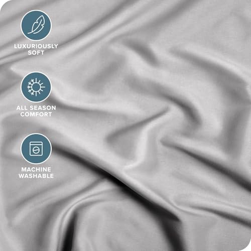 Image of 400 TC Cotton Elastic Fitted Bedsheet with 2 Pillow Covers for Queen Bed 60 x 84 6 Inches Light Gray Solid Color Fitted Sheet