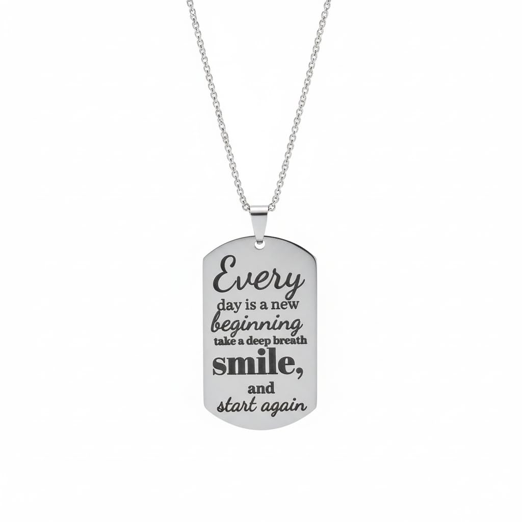 “Every Day Is a New Beginning” Inspirational Pendant Necklace for Men | Stainless Steel Motivational Quote Pendant with Chain | Jewelry-image-7