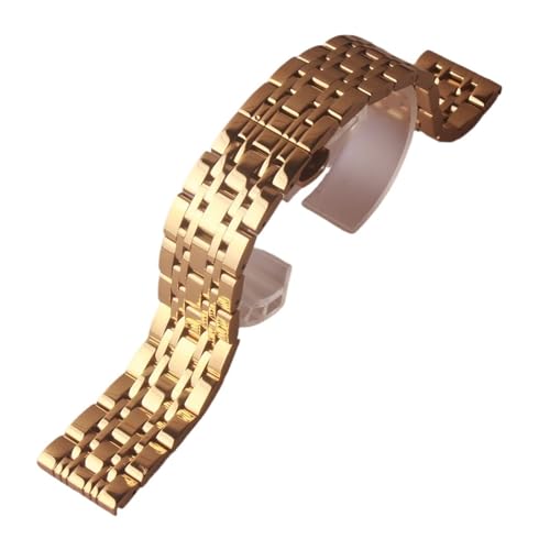 Bracelet de montre en acier inoxydable maillons robustes couleur or élégante