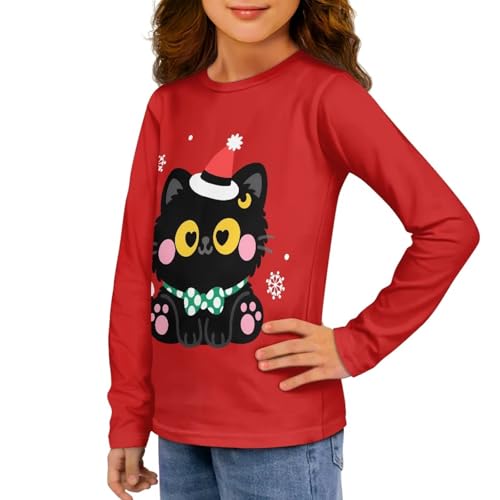 Image of Girls Long Sleeve T Shirt Cute Cartoon Crewneck Shirt for Kids 3-16Y Fall Winter Clothes