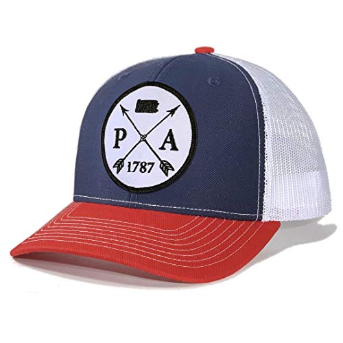Homeland Tees Men s Pennsylvania Arrow Patch Trucker Hat - Blue Red White