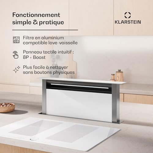 Royal Flush Eco Hotte Aspirante Escamotable 713 8 M³h Boost Contrôle Tactile Cee A++ - vue 6