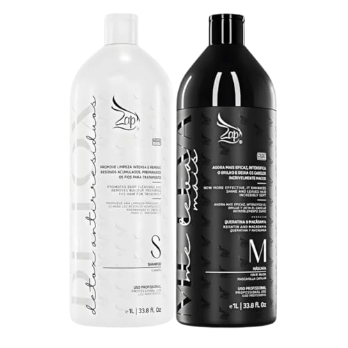Kit Escova Progressiva Me Leva Zap Profissional Shampoo Detox e Mascara Capilar 2x 1000ml