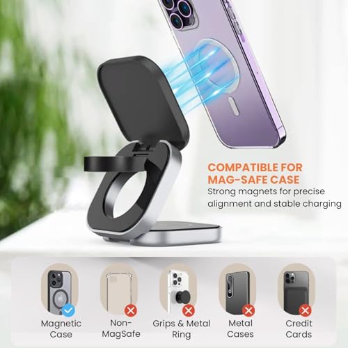 Image of Virtutron 15W Collapsible Wireless Charging Pad | Wireless Charger Type-C Charging | Compatible for iPhone 17 /1615 /14 /13 /12 Plus | Pro | Pro Max Series, Samsung Galaxy S22 Ultra /S22+ /S21 Ultra (Black)