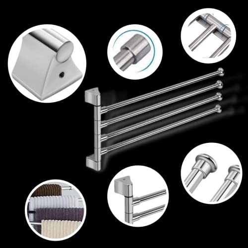 Image of ZAP SStainless Steel Swivel Towel Rack for Bathroom Swivel 4-arm Bathroom Swing Hangers for Bathroom /Towel Hanger (Four Arm, Stainless Steel)