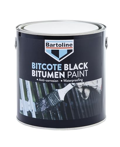 Bartoline Bitumen Paint Black 2.5L Solvent-Based Anti-Corrosive Paint for Waterproofing Protecting Steel Iron Timber and Concrete Durable Flexible Finish