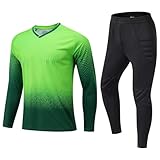 CAQYPVH Padded and Long-Sleeved Goalkeeper and Trousers. Football Goalkeeper Kit, L