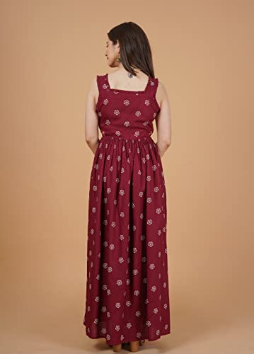 Image of Daevish Women's Rayon Fit and Flare Maxi Casual Dress | Women Flared Dress