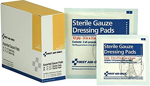 First Aid Only Dressing Pad, Gauze 2" & 3" - 48 Per Box #TOP10