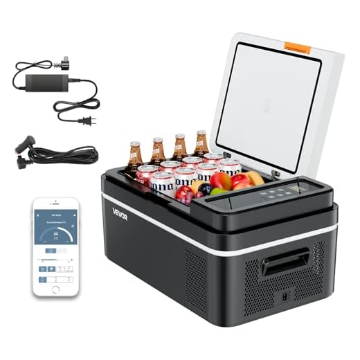 VEVOR Kompressor Kühlbox 20 L,12/24V DC Elektrische Gefrierbox mit App-Steuerung, 100–240 V AC Autokühlschrank für Camping Reisen Lastkraftwagen Angeln, Thermoelektrische Kühlbox Tragbar