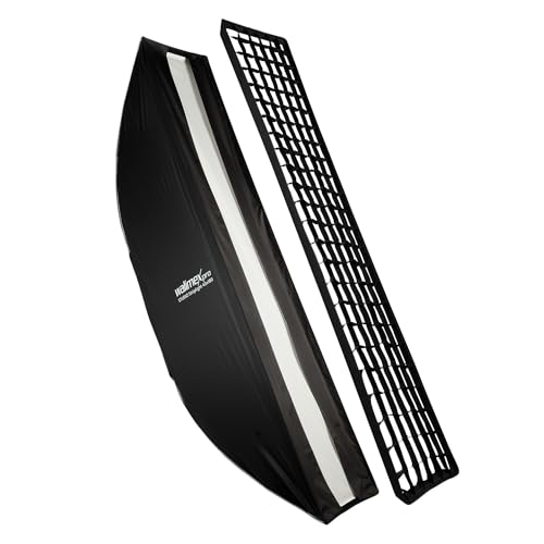 Walimex pro Studio Striplight Softbox 40x180cm, um 360° drehbar, einfacher Aufbau Dank Schirmfunktion, inkl. Grid, Maske, Bowens Adapter und...