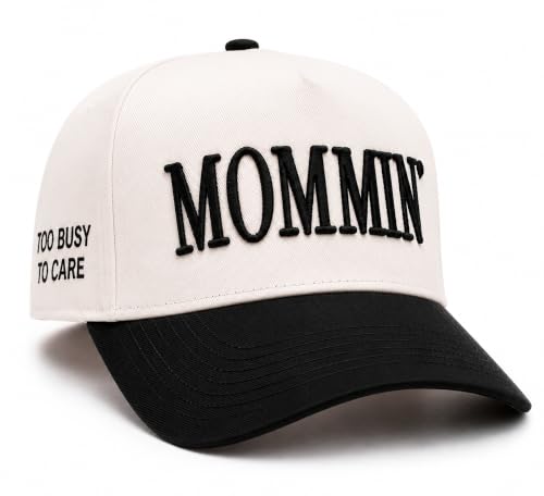 Image of Women's Mommin Trucker Hat - Vintage Two-Tone Ponytail Baseball Cap, Embroidered Adjustable Hat, Great Gift for Mom & Women