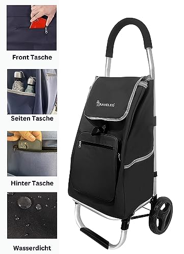 56 L Einkauf Trolley Einkaufswagen Shopping Trolley Tasche Aluminium Stabil Schwarz – Bild 5