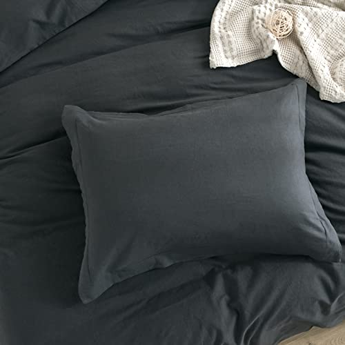 Phf Linen Duvet Cover Set King, Upgraded French Linen Blend Duvet Cover Set, Comfy Elegant Comforter Cover Set For Hot Sleepers, 1 Duvet Cover And 2 Pillowshams, 106"X 92", Dark Grey Blackish #TOP3
