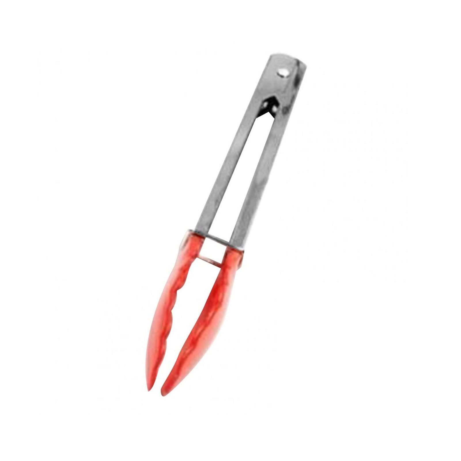 Pinzas de Cocina, 1 Uds, Pinzas para Barbacoa, Mango ergonómico, Pinzas para Servir Comida de Metal Resistente al Calor, Pinzas para Comida para Accesorios de Cocina (Rojo)
